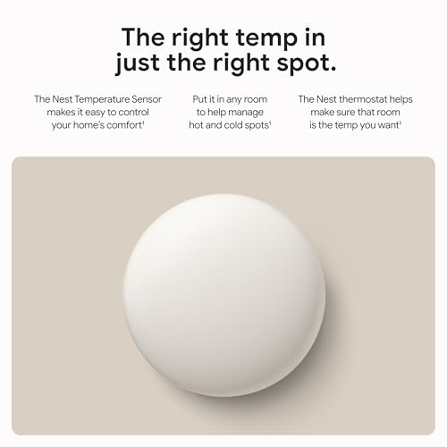 Google Nest Temperature Sensor (2nd Gen) - Room Comfort Sensor with Scheduling - Works with The Nest Learning Thermostat (3rd and 4th Gen) and Nest Thermostat E - Porcelain