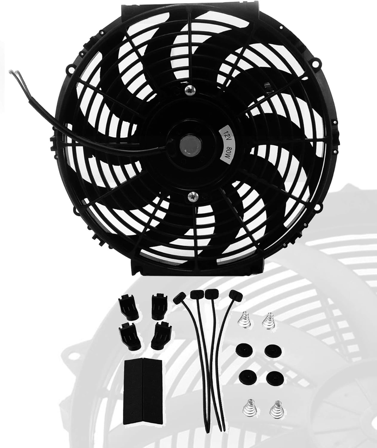 16" inch Universal Slim Fan Push Pull Electric Radiator Cooling 12V Mount Kit Pack of 2