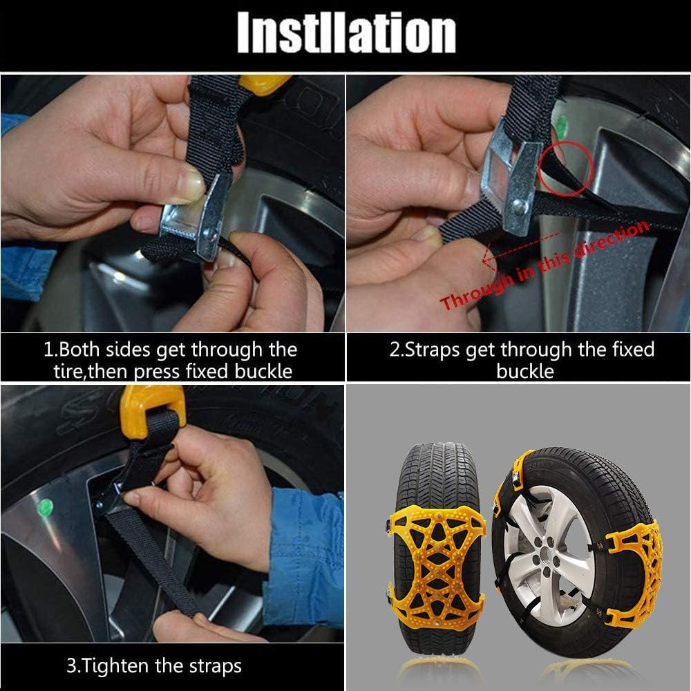 Soyond Snow Chains Car Anti Slip Snow Tire Chains Adjustable Anti-Skid Chains Car Tire Snow Chains for Car/SUV/Trucks Tire Width 6.4-10.9" 165-275mm Pack of 2
