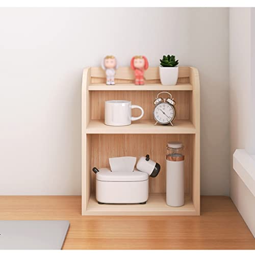 Storage Shelves Desktop Bookshelf Small Storage Rack Simple Desk Rack Wood Double-Layer Storage Rack for Book and Magazine File Storage and Storage Office Organization