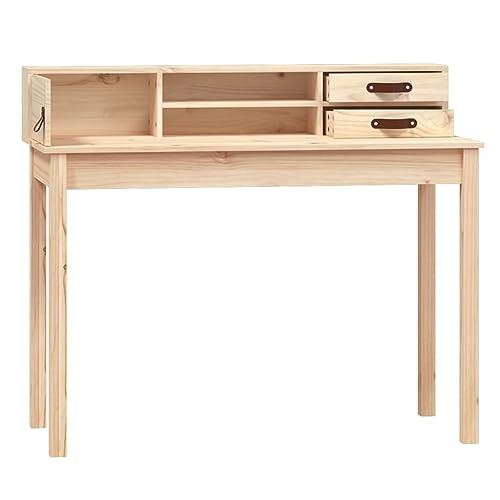 Office Desks Desk 43.3"x19.7"x36.6" Solid Wood Pine,Rustic Pine Wood Desk with Ample Storage for Home Office and Small Spaces