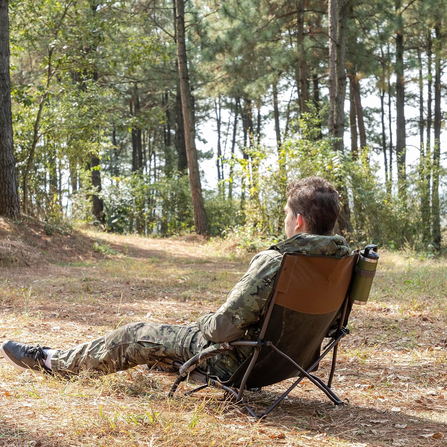 TR Low-Profile Hunting Chair Portable,Folding Camping Chairs Turkey Low Seat with Carry Bag,CAMO