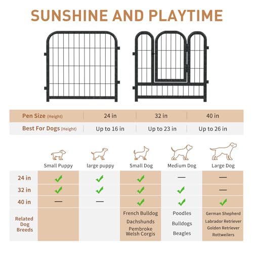 Metal Dog Playpen, 40 Inch Height 16 Panels, Large Dog Fence for Large/Medium/Small Dogs Indoor & Outdoor Bliss, Perfect Dog Pen for Camping, Yard, and RV | Black-Silver