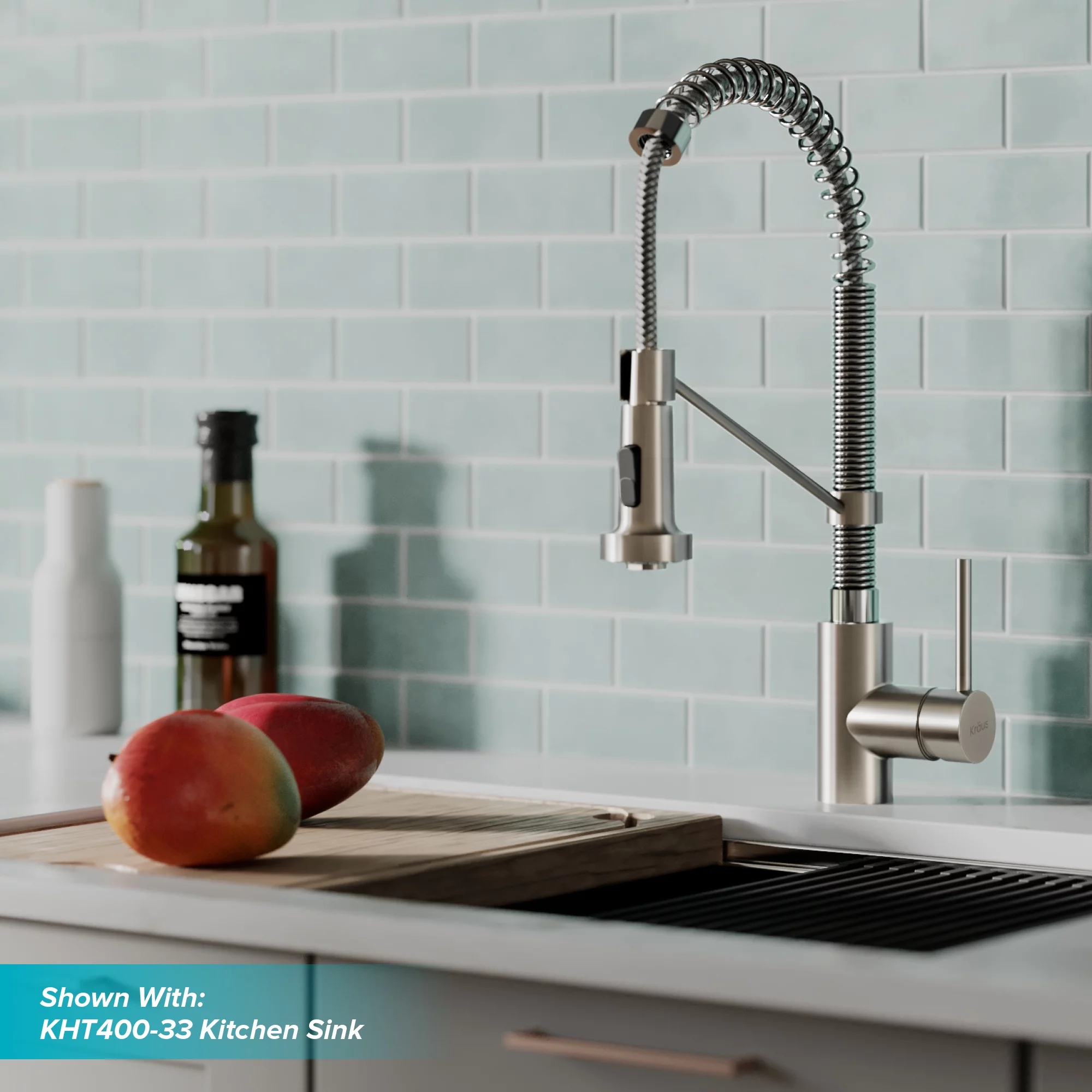 Kraus Bolden™ Single Handle 18-Inch Commercial Kitchen Faucet with Dual Function Pull-Down Sprayhead in Stainless Steel/Chrome Finish