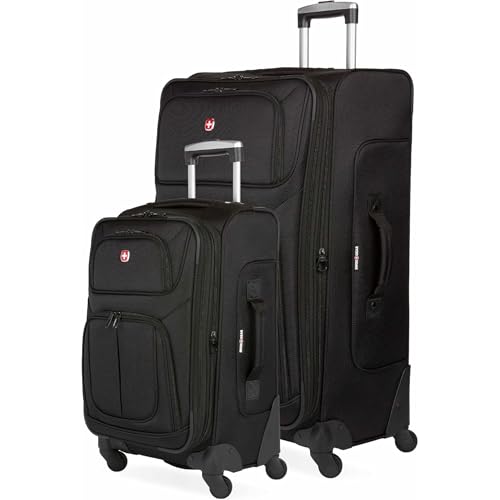 SwissGear Sion Softside Expandable Luggage, Black, Checked-Large 29-Inch