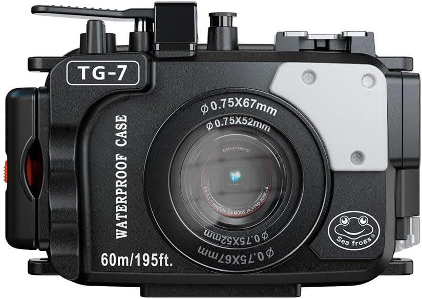 SeaFrogs Tough TG7 [60m/195ft] Professional Underwater Camera Scuba Case Waterproof Diving Housing for Om System tg7 Olympus Tough TG-7 tg7 - Black