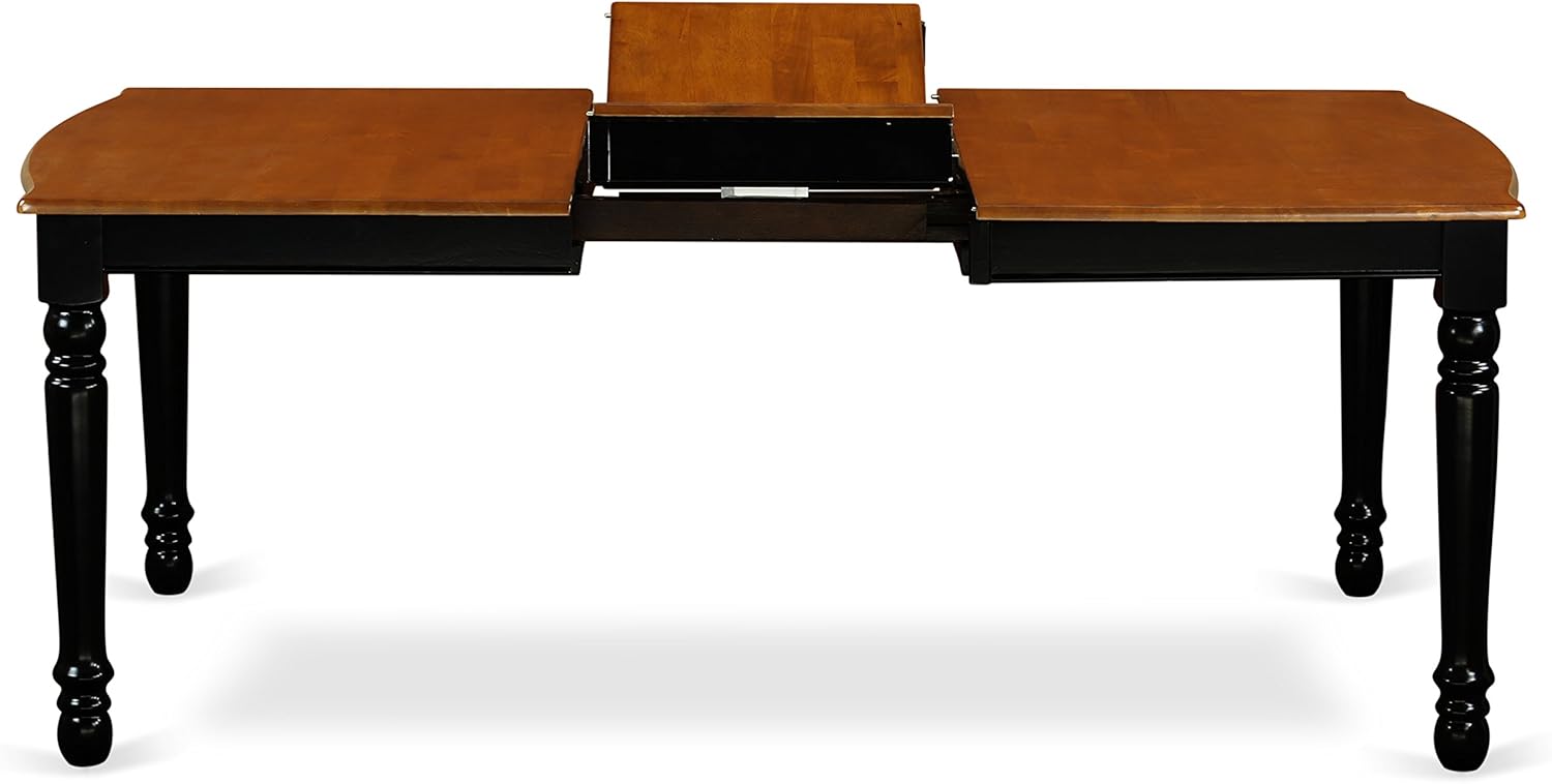 East West Furniture DOKE7-BCH-W Dover 7 Piece Modern Set Consist of a Rectangle Wooden Table with Butterfly Leaf and 6 Dining Room Chairs, 42x78 Inch, Black & Cherry