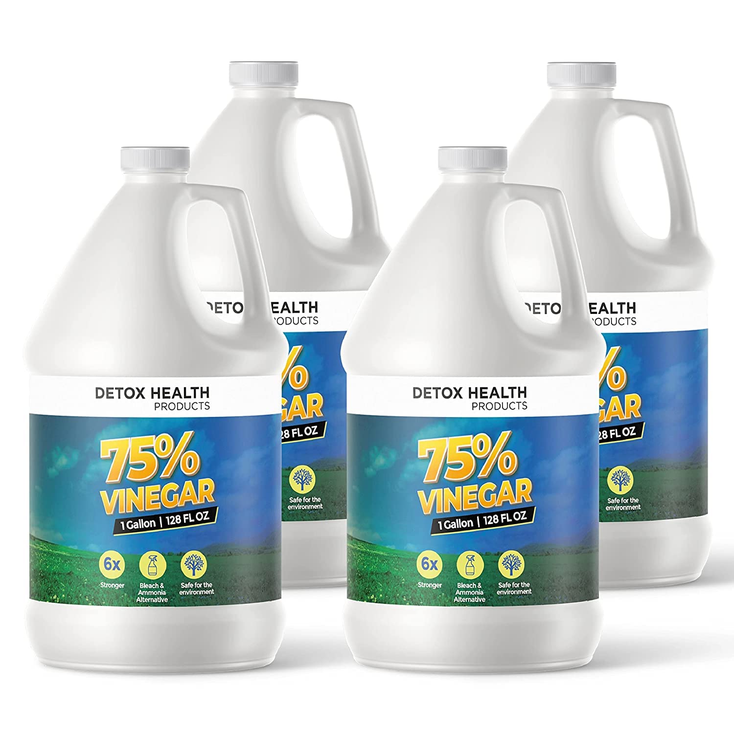 75% Vinegar | Detox Health Products | Pure Super Concentrated Vinegar | Dilutes to 15 Gallons | 15x Power Vinegar | 4 Gallons