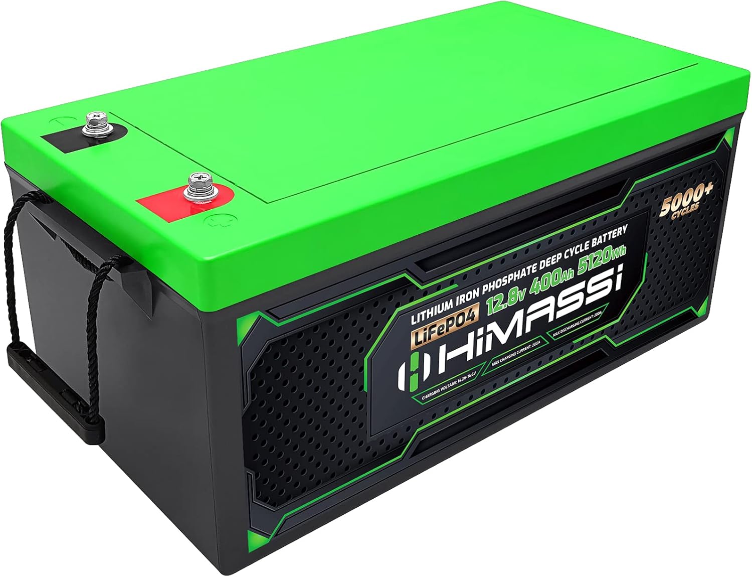 LiFePO4 Battery, 12V 400Ah Lithium Battery, Built-in 250A BMS, Lithium Ion Battery for Trolling Motor, Solar, Marine, RV Car, Camper, Home Storage, Off-Grid System