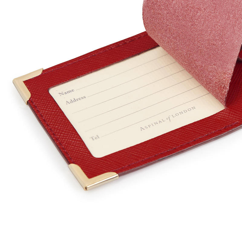 Aspinal of London | Set of 2 Luggage Tags Scarlet Saffiano | Red