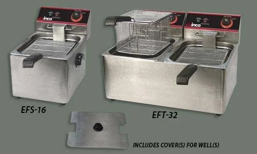 Winco EFT-32 Countertop Electric Twin Well Deep Fryer 32 lb.
