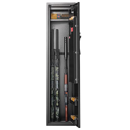 VEVOR 3-4 Rifles Gun Safe, Rifle Safe with Digital Keypad & Lock, Quick Access Gun Storage Cabinet for shotguns with Removable Shelf, Pistol Rack, Ammo Storage Box for Home Rifle and Pistols