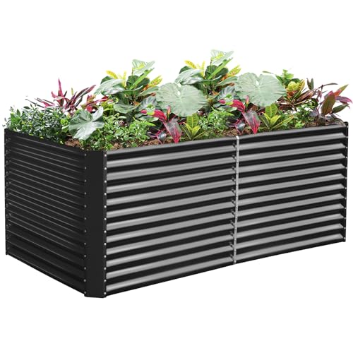 Land Guard 8x4x3ft Rectangular Galvanized Raised Garden Beds, 36" Tall Large-Capacity Metal Planter Box Outdoor, Durable Deep Raised Garden Bed, Raised Beds for Gardening Vegetables, Classic Silver