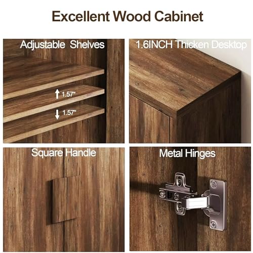 Sideboard Buffet Cabinet with Storage, 32" Small Buffet Cabinet for Dining Room, Kitchen Coffee Bar Cabinet with Adjustable Shelf, Accent Storage Cabinet for Entryway, Living Room. (32" Wide)