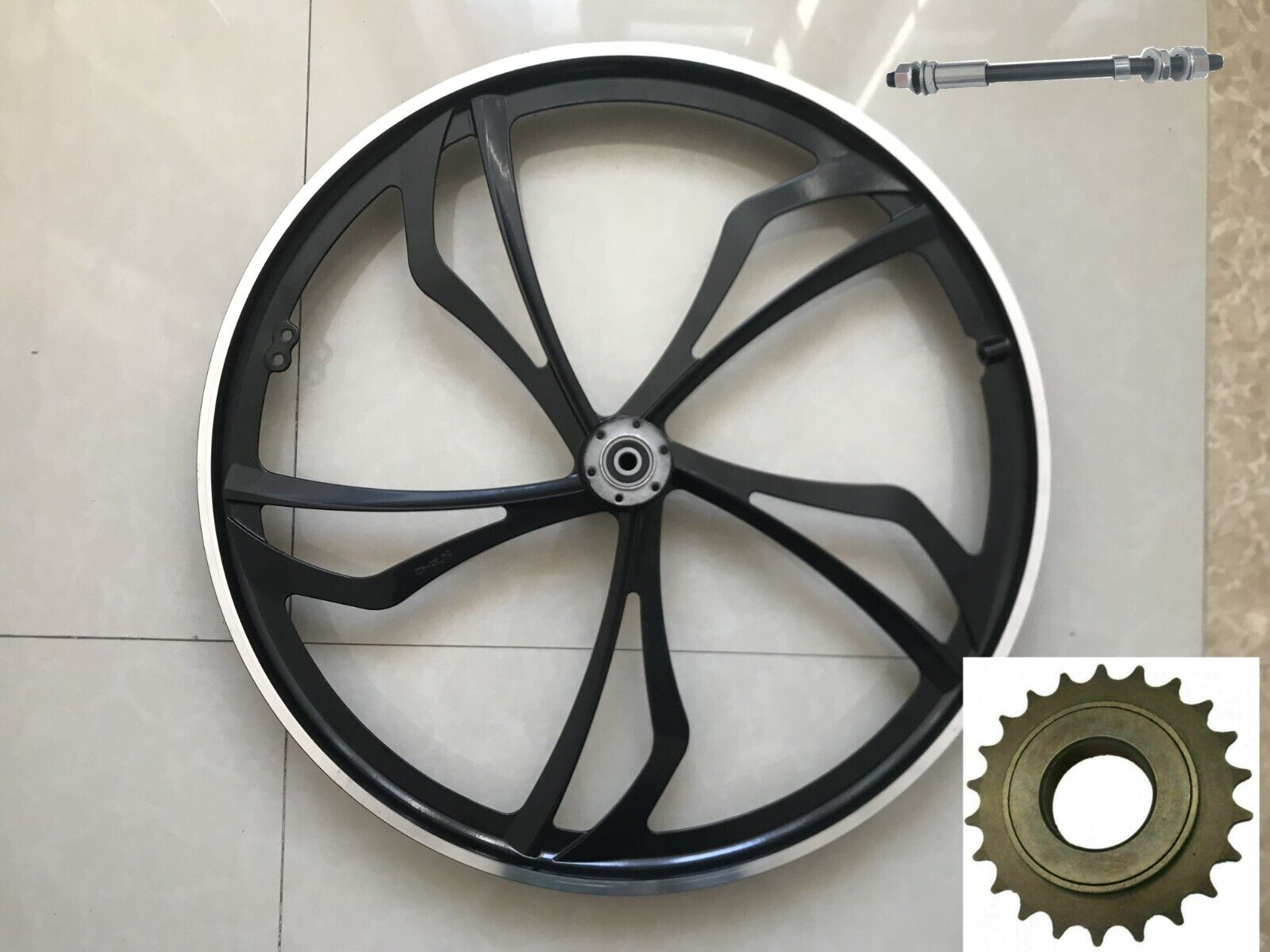 CDHPOWER 24" Aluminum Alloy Rear Mag Wheel Rim Only & 22T Flywheel/Bicycle Rim/Bike Wheel for Rotary (Single and Multi-Speed) Flywheel
