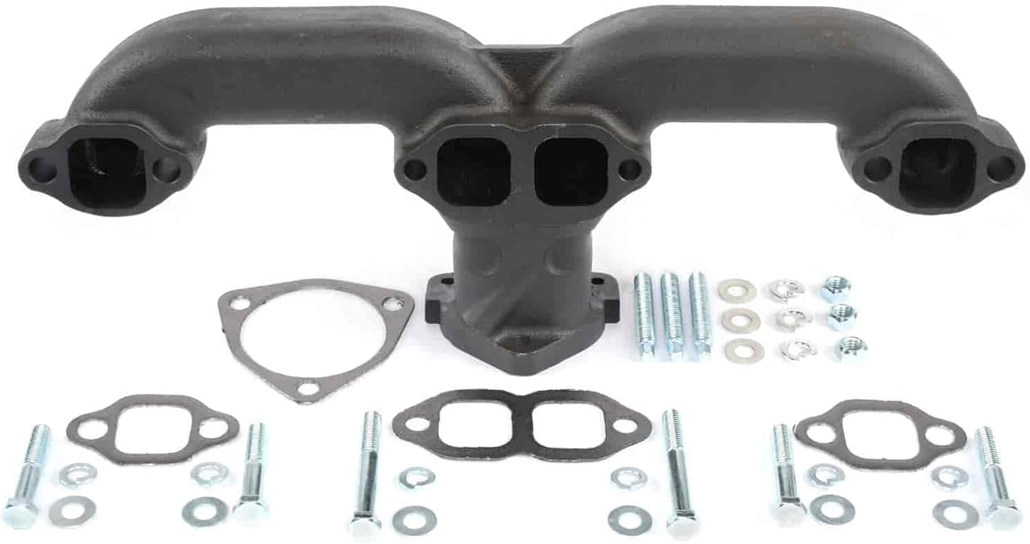 JEGS Rams Horn Exhaust Manifold | Fits Most Stock Cylinder Heads With Round/Square Port Small Block Chevy Engines | Raw Finish | Includes 1 Pair | Fits Most Straight/Angle Spark Plug Heads