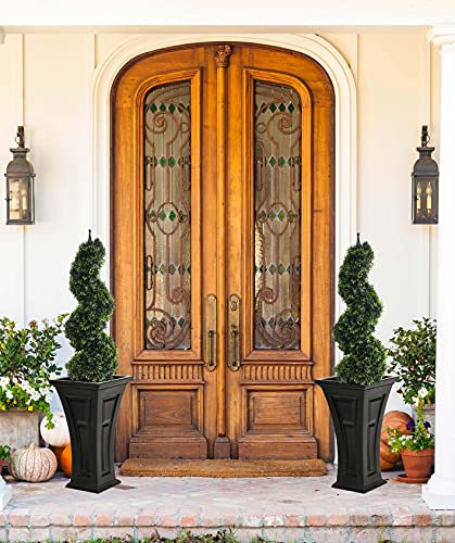 momoplant Artificial Boxwood Plant Topiary Tree 35inch Fake Feaux Spiral Plants Green Outdoor Indoor Home Office Porch, Set of 2 (3ft)
