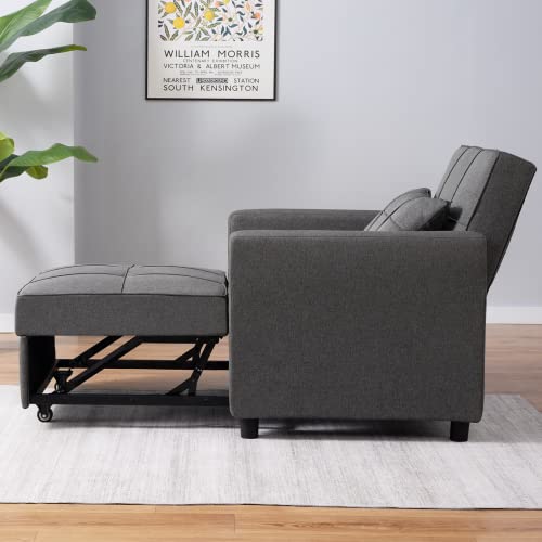 BALUS Comfortable Futon Sofa Bed, 3-in-1 Folding Sleeper Chair Bed, Studio Sectional Sofa Couch, Rv Couch Bed, Dark Grey