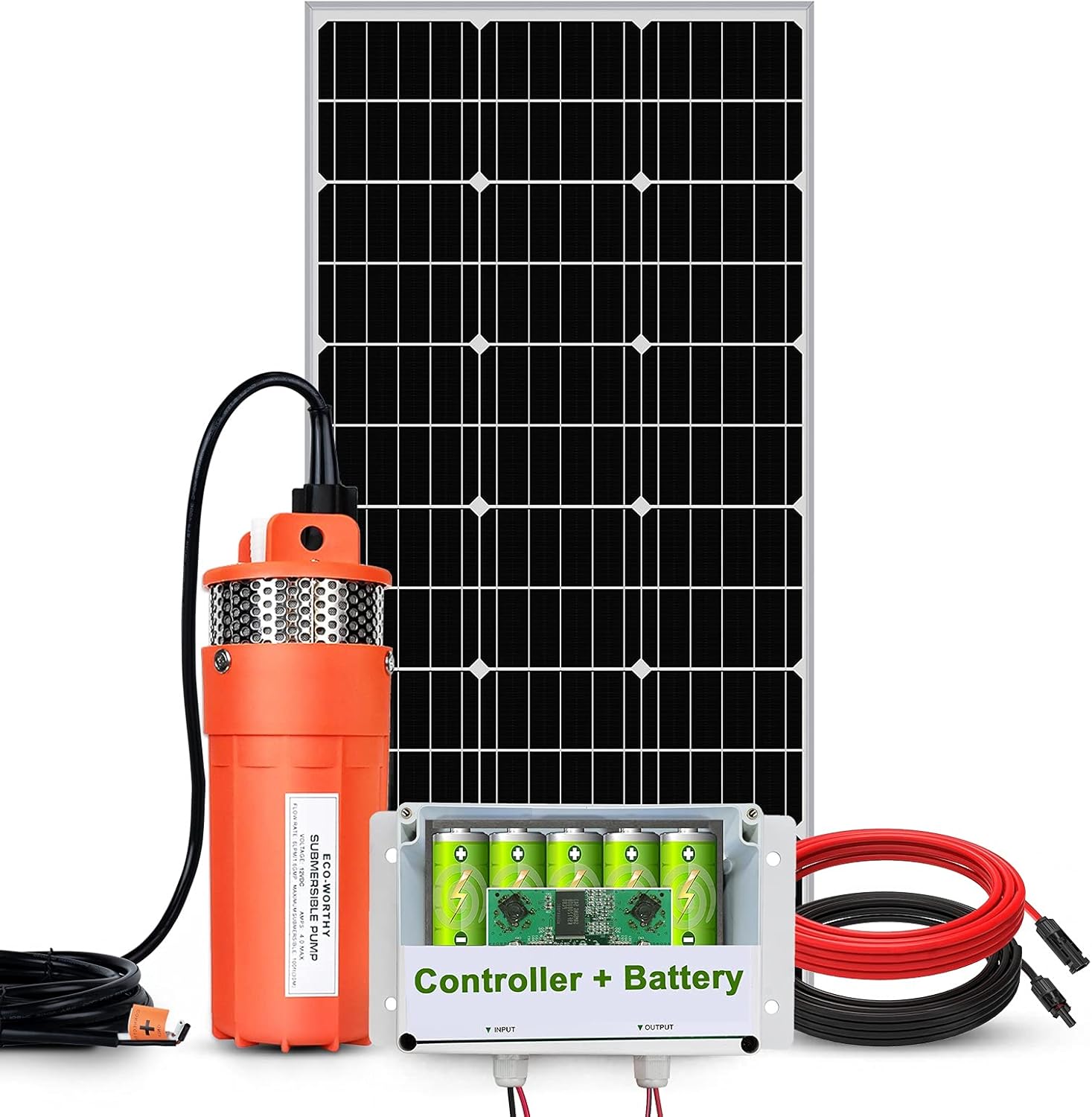ECO-WORTHY 24V 400W Submersible Solar Well Pump Kit, 3'' Solar Water Pump, 16ft Cable for Off-grid Area Irrigation, Water Supply, Circulation, Garden
