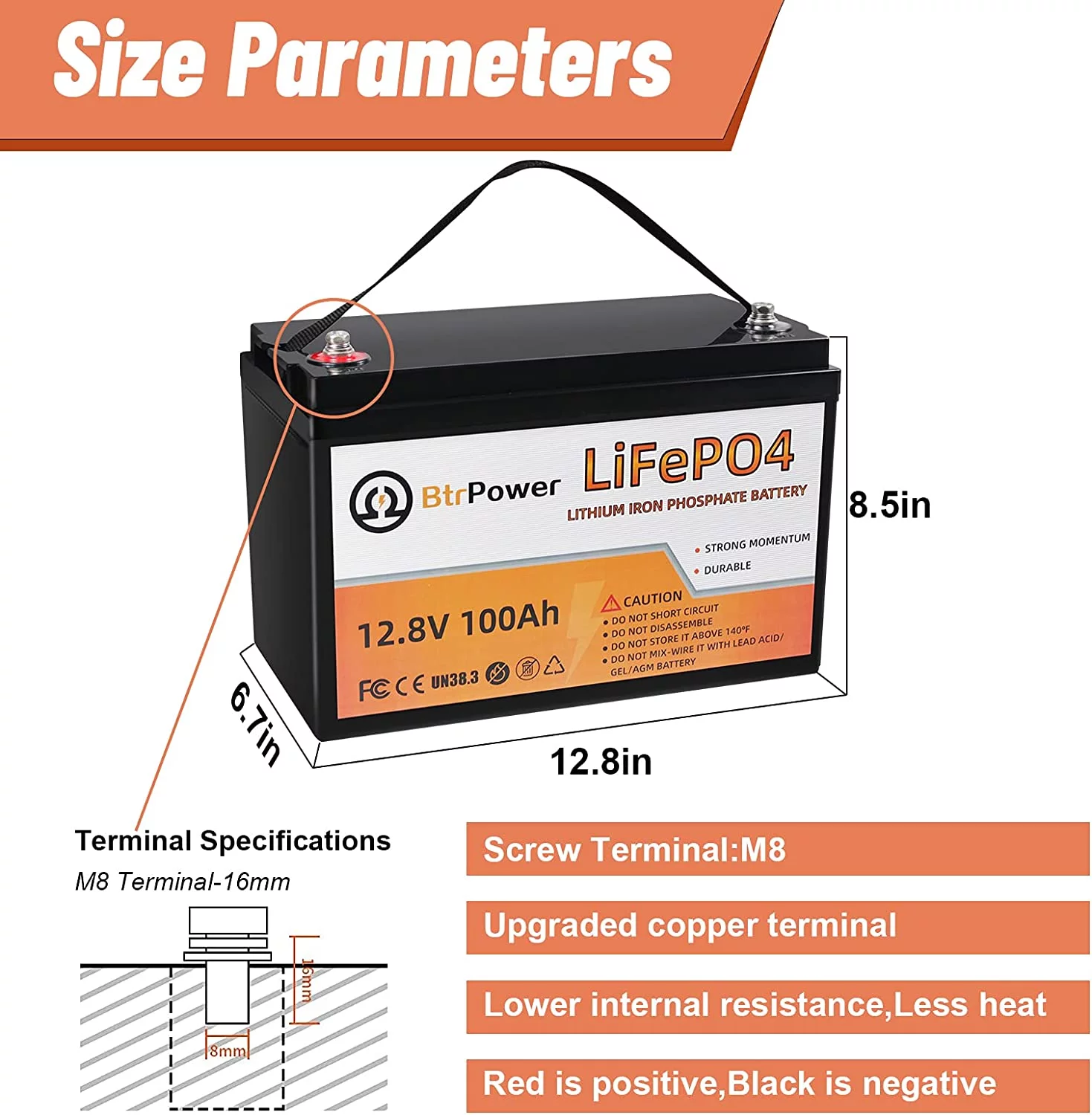 2 Pack 12V 100Ah LiFePO4 Lithium Deep Cycle Rechargeable Battery Pack Built-in 100A BMS 5000-7000 Cycles Perfect for RV Solar Marine Overland Off-Grid Application
