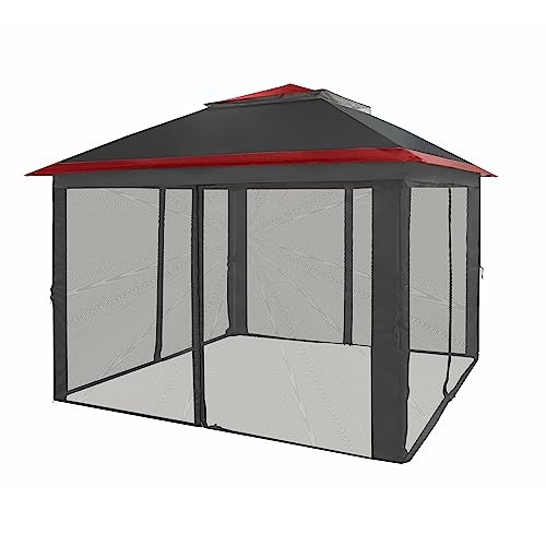 CROWN SHADES 13x13 Pop Up Gazebo, Canopy Tent, Gazebos on Clearance - Outdoor Gazebo for Backyard & Patio Furniture - Carpa Pop Up Tent with Wheeled STO-N-Go Cover Bag (Grey)