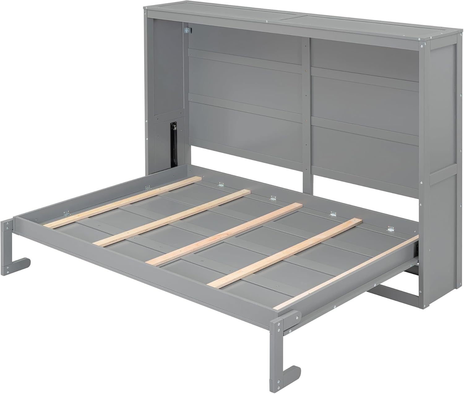 MERITLINE Full Size Murphy Bed Space-Saving Wall Bed for Multipurpose Guest Room or Home Office, Gray, HJH-LP664AAE