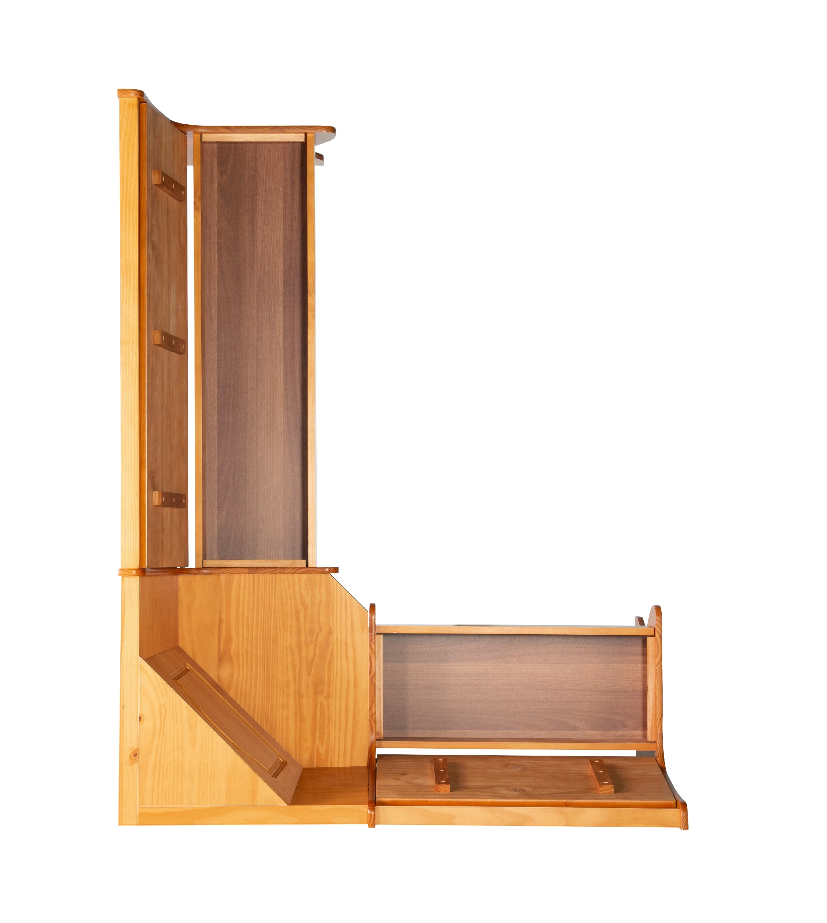 Linon Varden Corner Dining Breakfast Nook with Storage, Seats 4 (Table Sold Separately), Natural Honey Finish