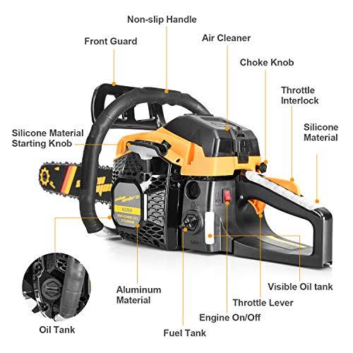 Salem Master Chainsaw for Trees GAS Powered 62cc 2-Cycle GAS Chainsaw, 20-inch Chainsaw, Handheld Cordless Petrol Gasoline Chain