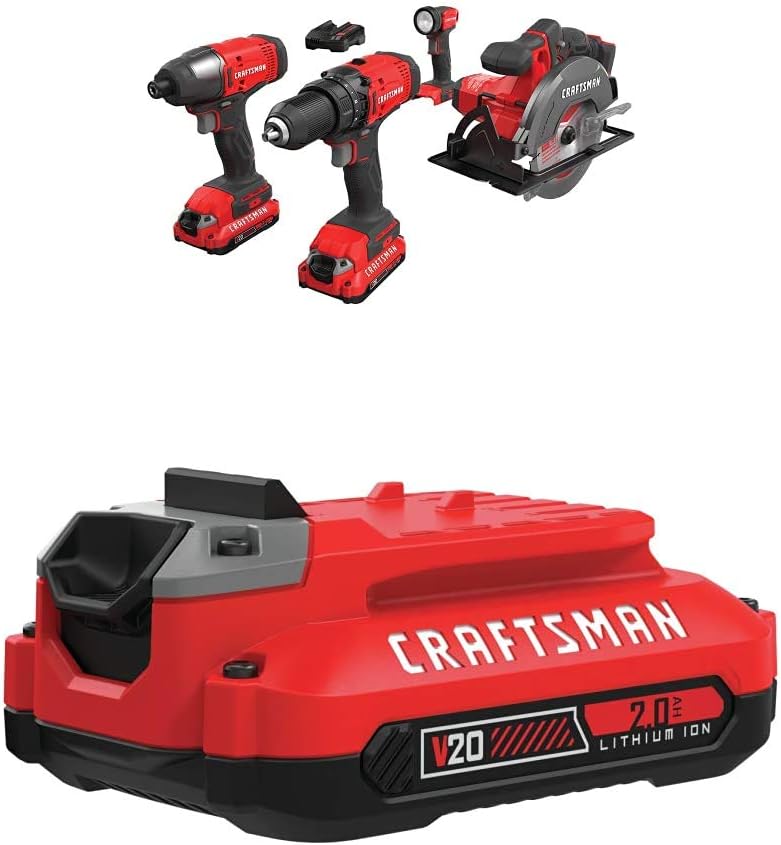 CRAFTSMAN V20* Cordless Drill Combo Kit, 4 Tool (CMCK401D2)