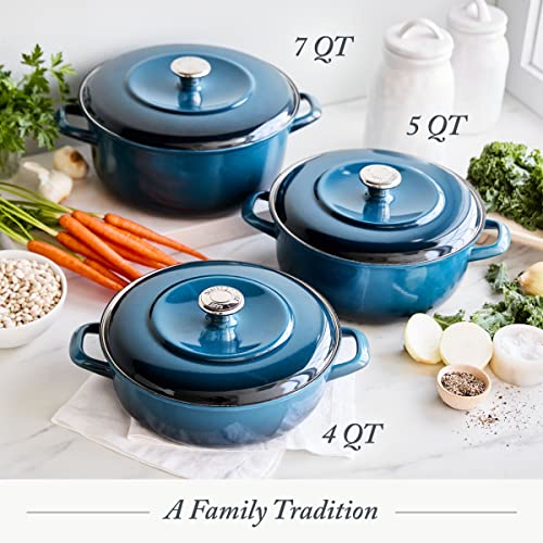 Merten & Storck German Enameled Iron, Round 4QT Casserole Braiser with Lid, Foundry Red