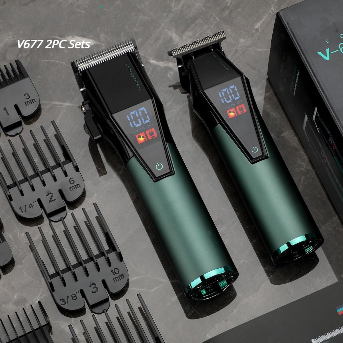 Hair Clippers for Men, 2PCS Professional Barber Hair Clipper Adjustable HairCutting Machine Cordless Hair Trimmer Digital Display Clipper for Men