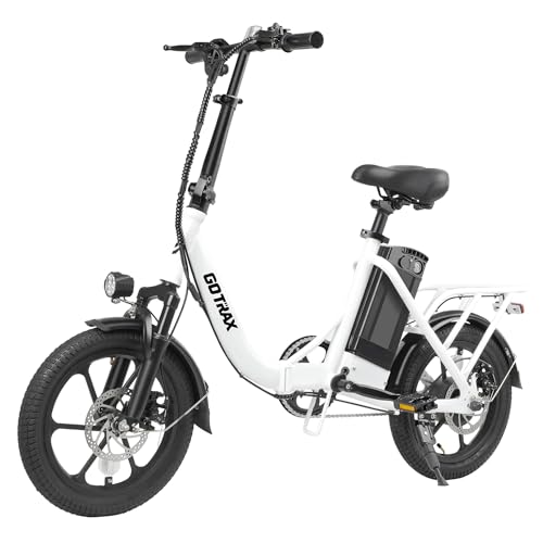Gotrax 16" Folding Electric Bike, Max 28Miles Range(Pedal-Assist) & Speed 15.5Mph Power by Peak 500W, E-Bike with Removable Battery, Suspension & Adjustable Size, Commuter Bicycle for Adults/Teens
