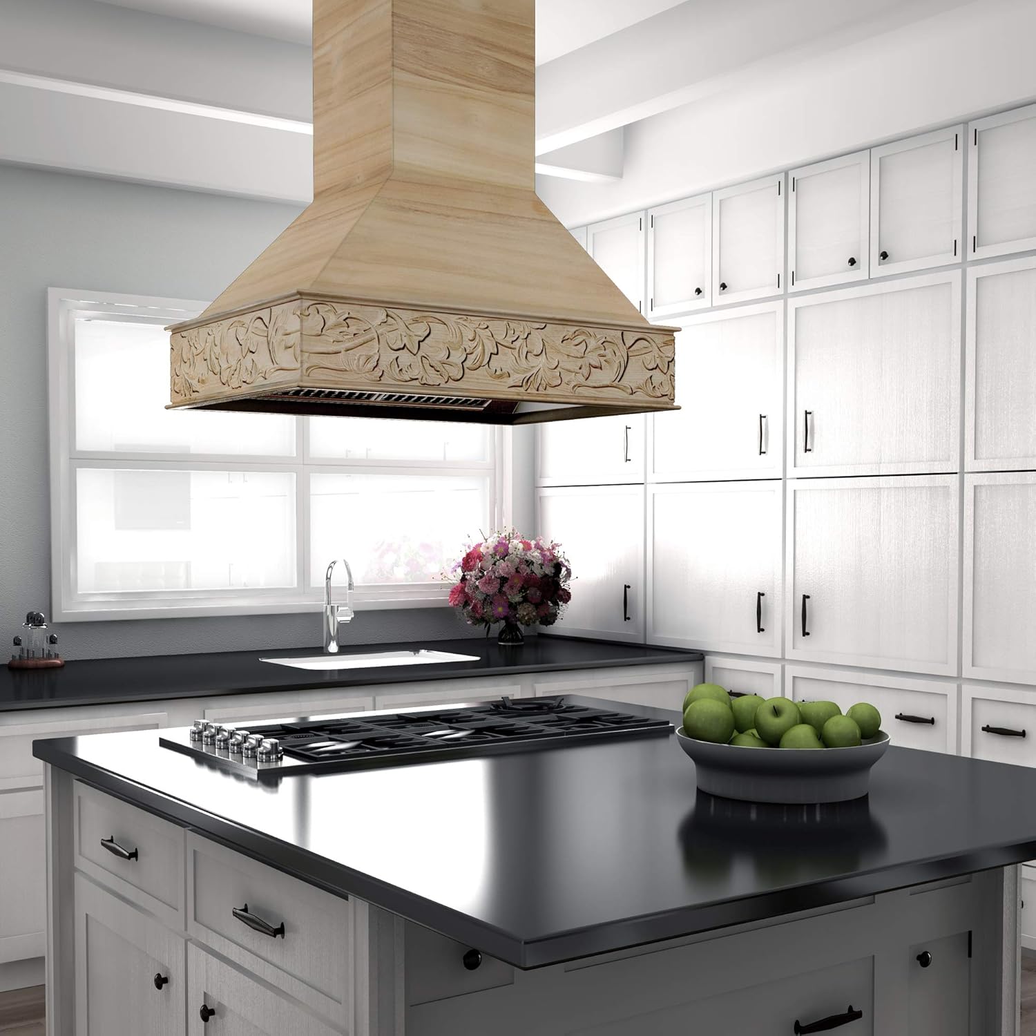 ZLINE 36" Ducted Wooden Island Mount Range Hood in Unfinished Wooden (9373UF-36)