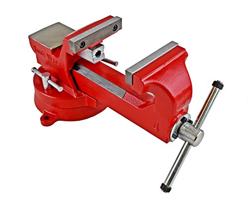 Yost Vises ADI-6 Heavy Duty Vise | 130,000 PSI Tensile Strength Austempered Ductile Iron Bench Vise | 6 Inch Jaw Width with a 360 Degrees Interlocking Swivel Base and 2 Lockdowns | Red