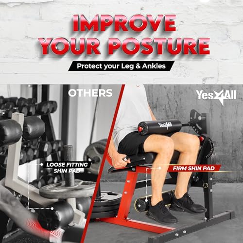 Yes4All Leg Extension and Curl Machine, Adjustable Leg Machine with Plate Loaded, Leg Extension and Curl Bench for Home Gym