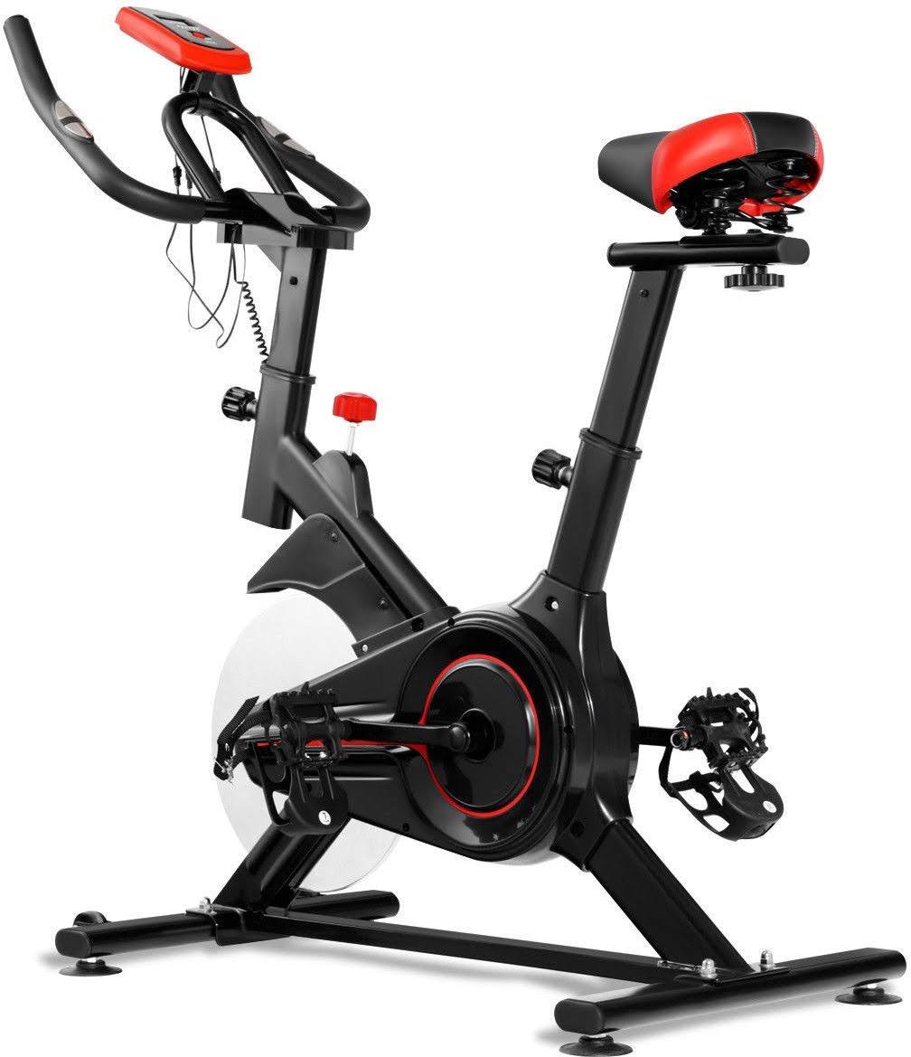 Gymax Indoor Cycling Bike Exercise Cycle Trainer Fitness Cardio Workout LCD Display, Black