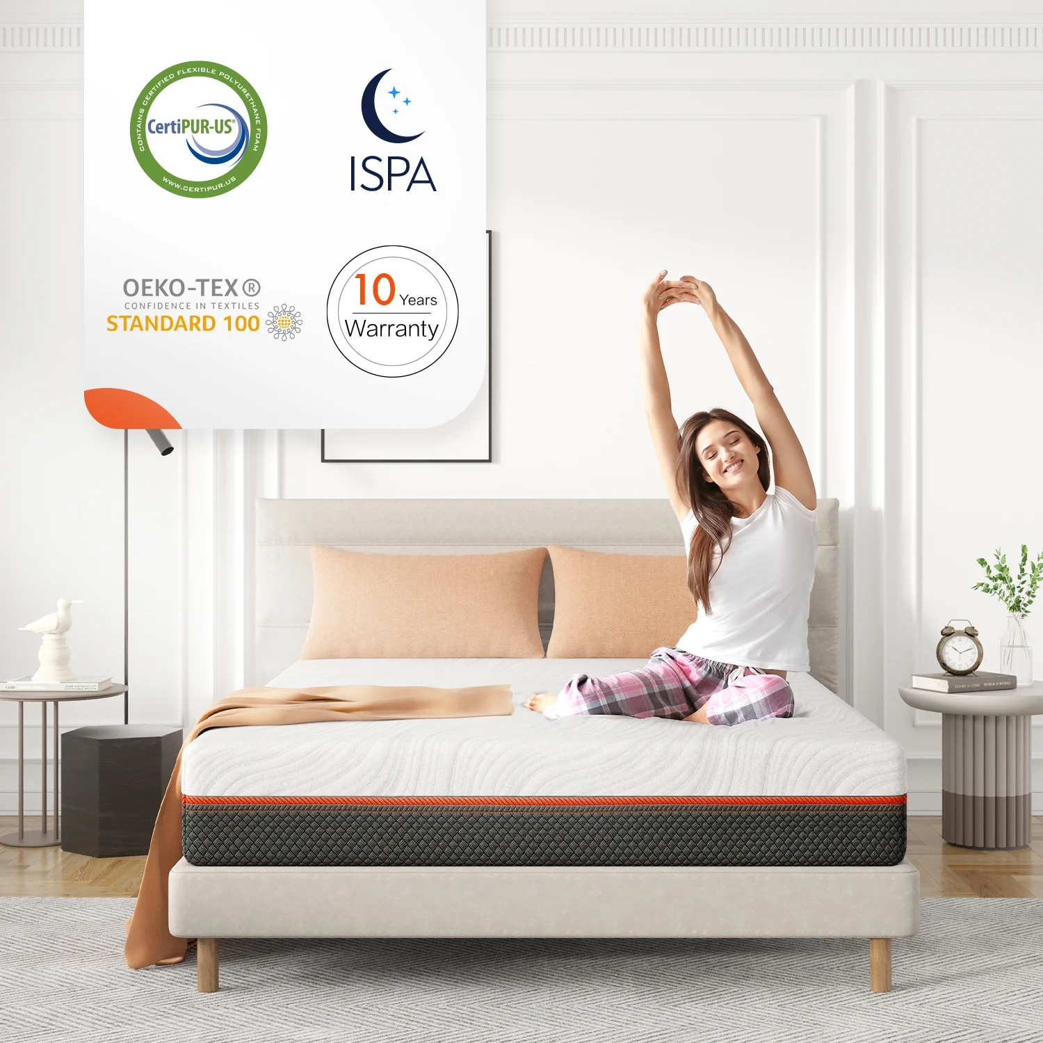 Sweetnight Dreamy 12" Adult Gel Memory Foam Pocket Spring Hybrid Mattress, Queen Size
