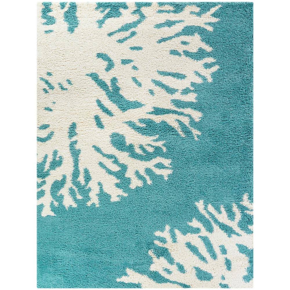 BALTA Sarasota Teal 5 ft. x 7 ft. Coastal Shag Area Rug, Blue