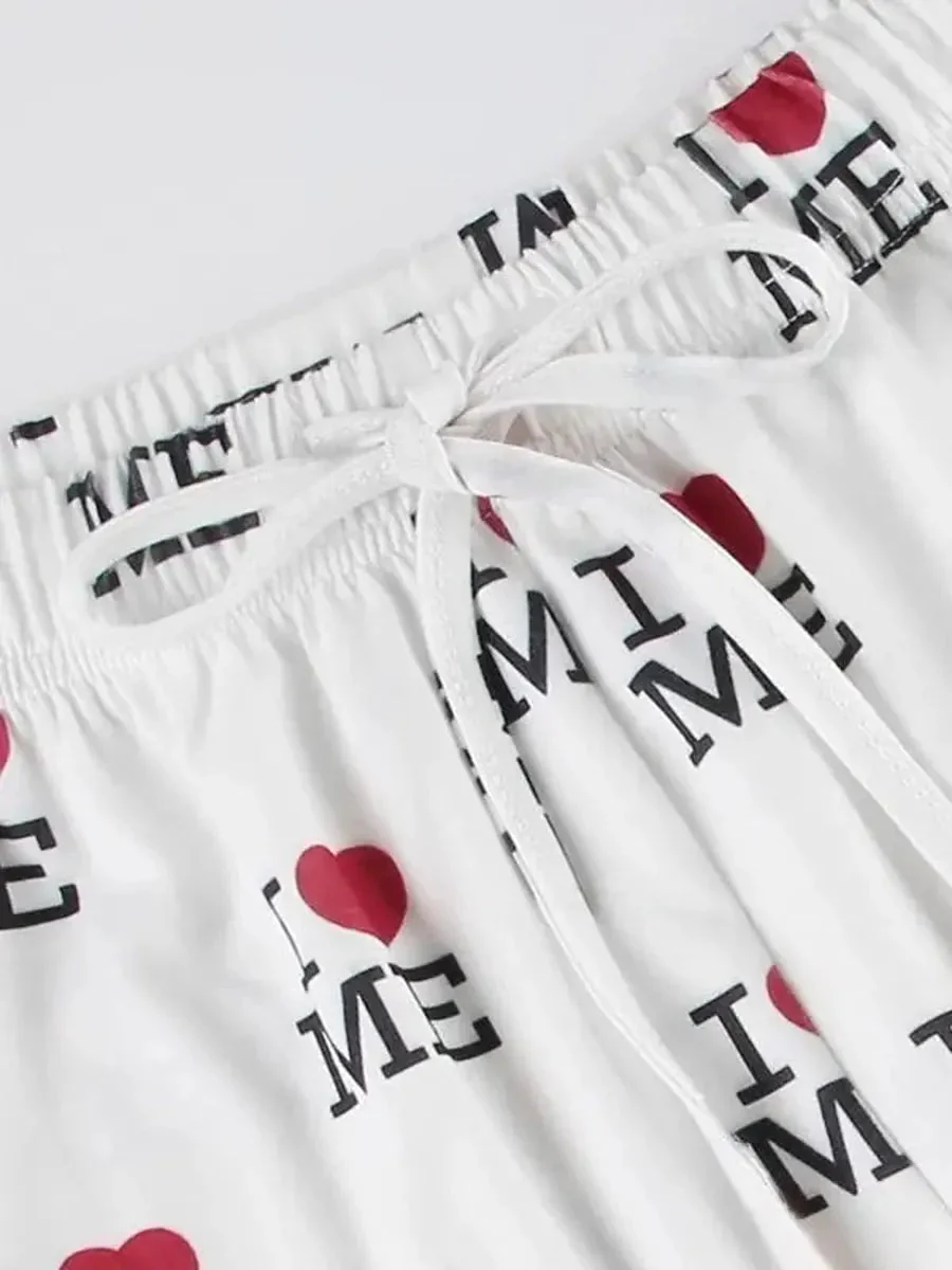 'Love Me' Y2k Streetstyle Elastic Waistband Pants & Top Set