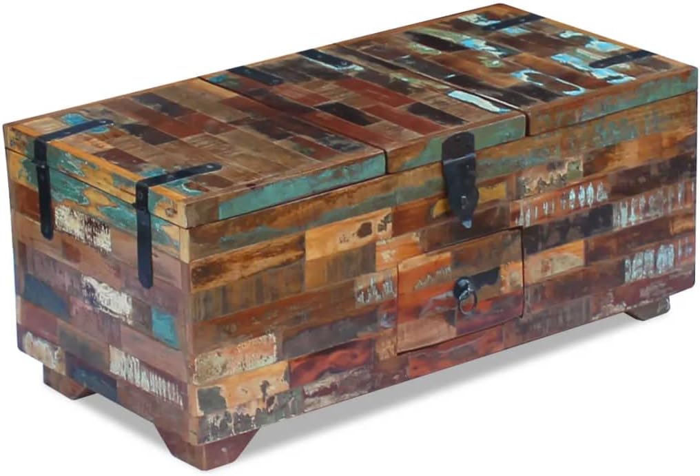 Coffee Table Box Chest Solid Reclaimed Wood 31.5"x15.7"x13.8"