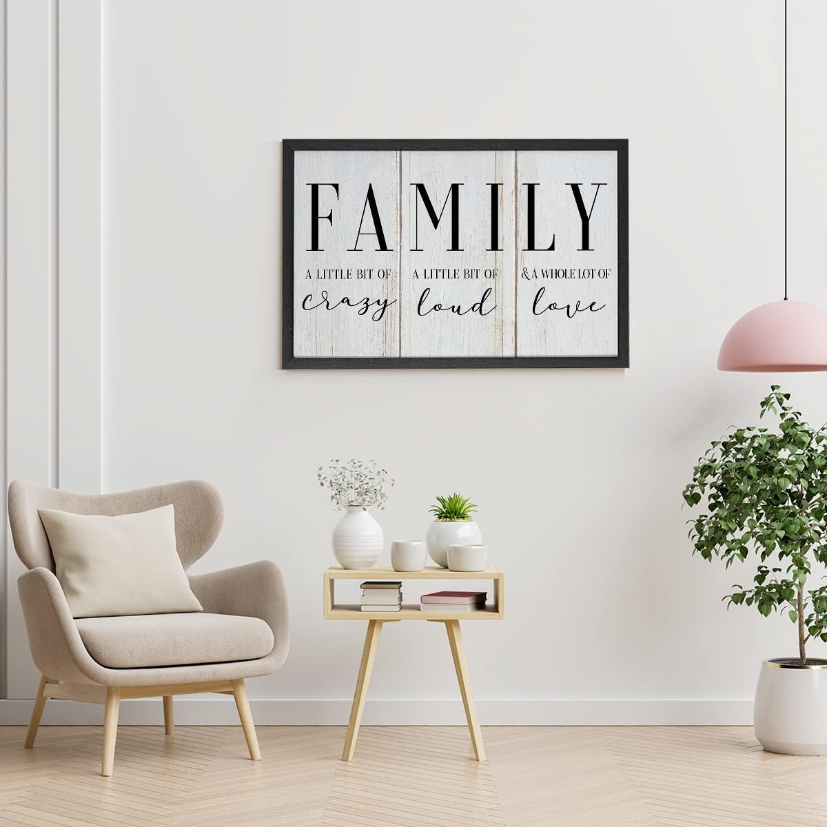 Family Quotes Canvas Wall Art Large Family a Little Bit of Crazy Canvas Prints Framed Paintings Artwork Bedroom Living Room Wall Decor 15x23 Inches