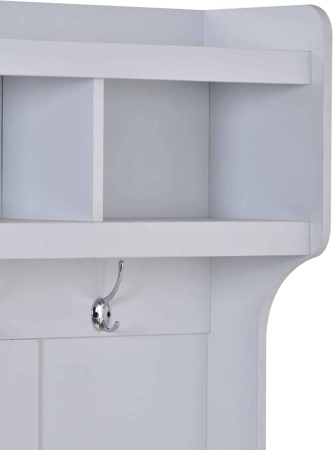 Hall Tree, Entryway Bench with Coat Rack and Shoe Cabinet, 3-in-1 Design with Coat Rack and 6 Hooks for Entryway, Hallway, White