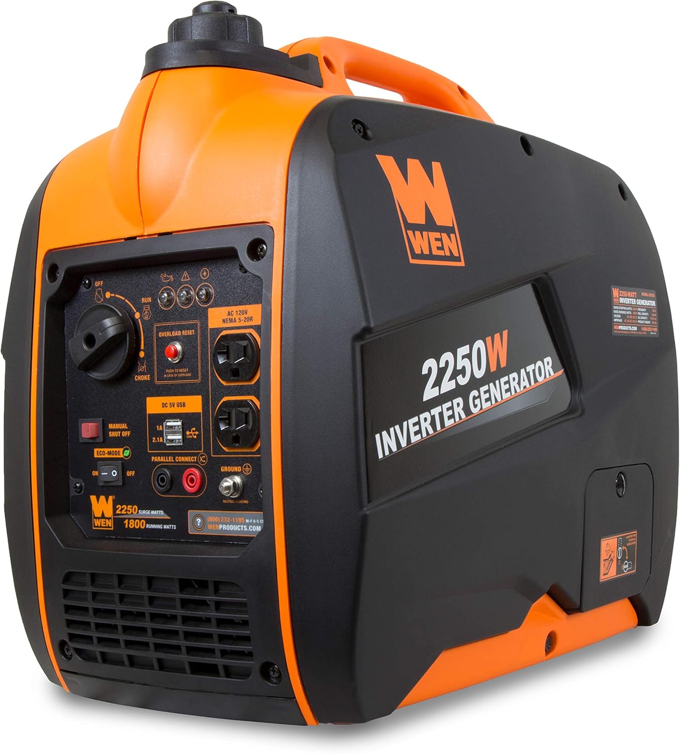 WEN 56203i Super Quiet 2000-Watt Portable Inverter Generator w/Fuel Shut Off, CARB Compliant, Ultra Lightweight