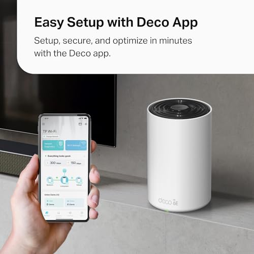 TP-Link Deco AXE5400 Tri-Band WiFi 6E Mesh System(Deco XE75 Pro) - 2.5G WAN/LAN Port, Covers up to 5500 Sq.Ft, Replaces WiFi Router and Extender, AI-Driven Mesh, New 6GHz Band, 2-Pack