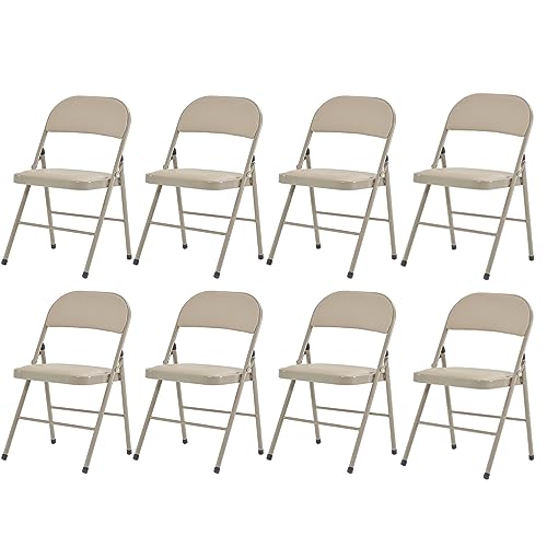 4 Pack White Folding Chairs with Padded Seats for Outdoor & Indoor, Portable Stackable Commercial Seat with Steel Frame for Events Office Wedding Party, 330lbs Capacity (White, 4 Pack)
