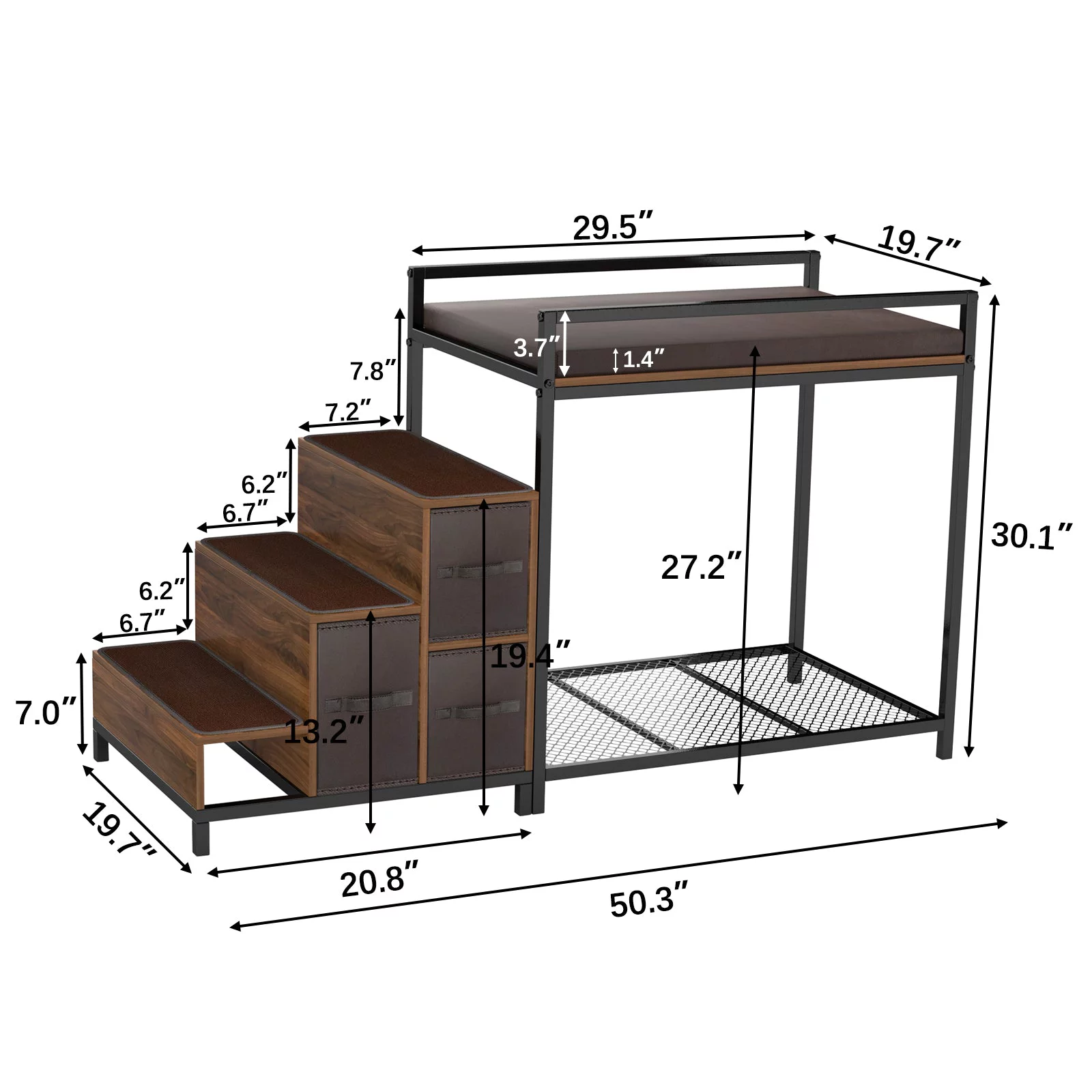 GDLF Dog Bunk Bed Window Pet Perch Elevated for Cats Dogs, Non-slip Pad and Storage