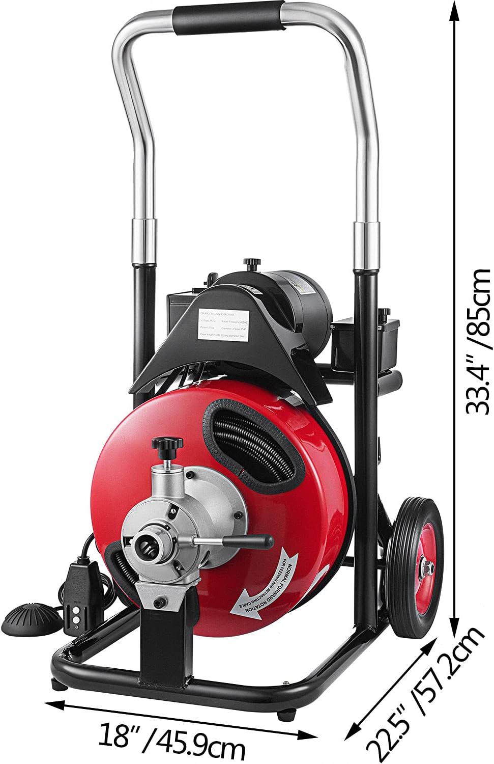 SmarketBuy Drain Cleaning Machine 100Ft 3/8Inch Cable 370W Portable Electric Sewer Snake Drain Auger Cleaner with 8 Cutter Foot Switch Drain Cleaner Machine