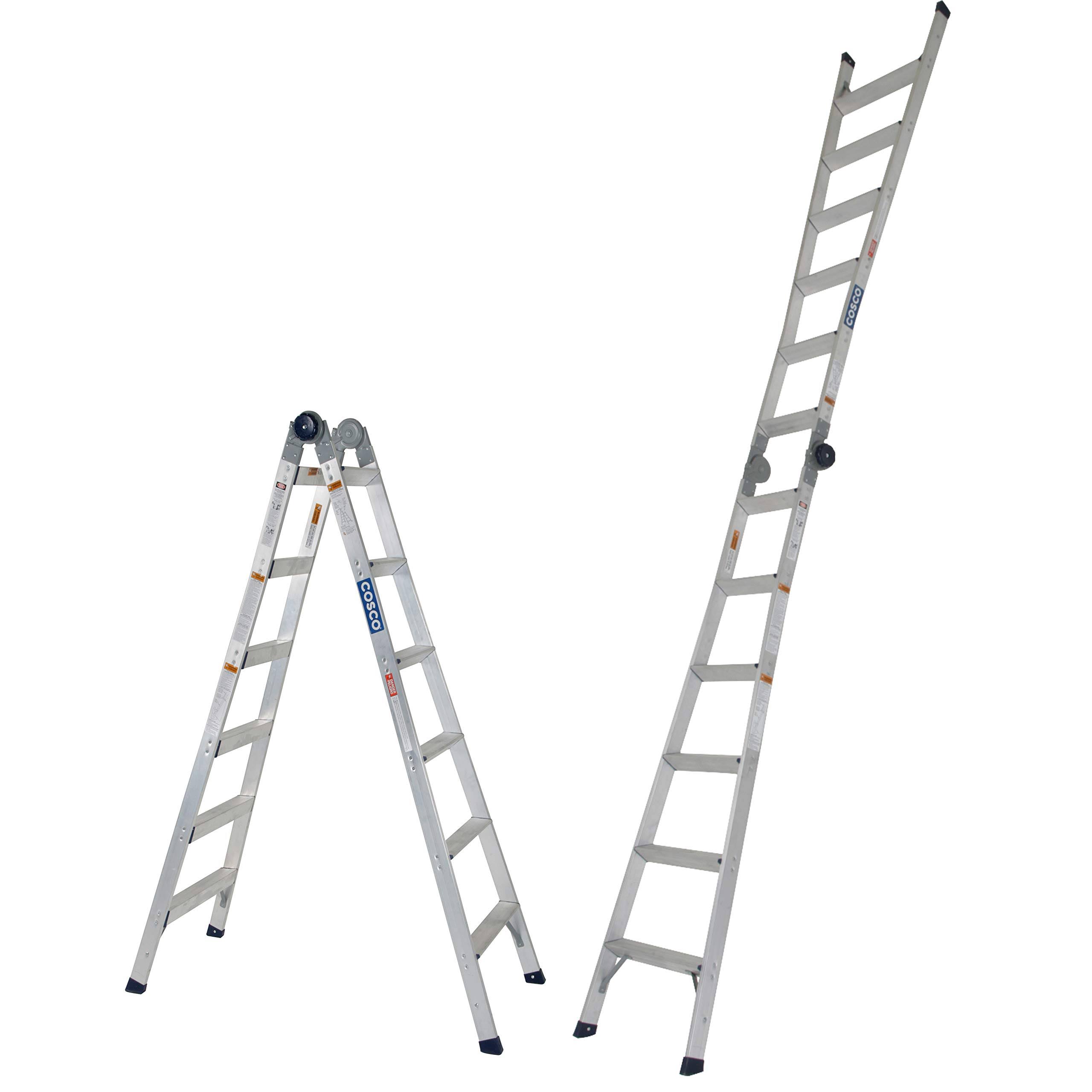 Cosco 2-in-1 Aluminum Step and Extension Ladder with 12& Max Reach