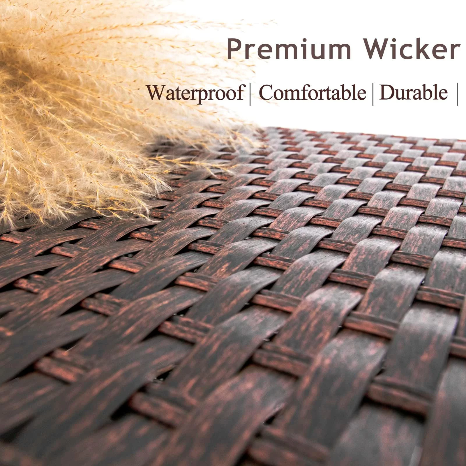 DIMAR GARDEN Outdoor Patio Wicker Rattan Storage Box Table 70 Gallon Mixed Coffee