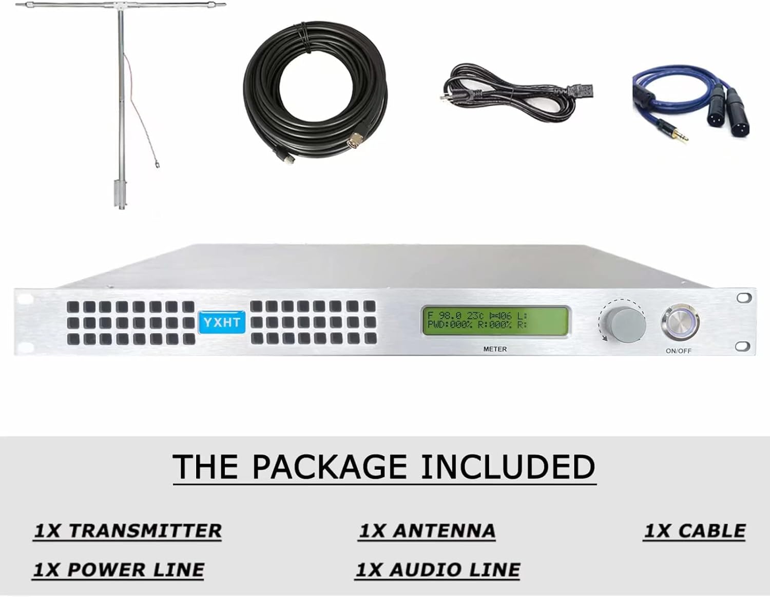 150W Long Range FM Broadcast Transmitter for Church Radio Station with Antenna Cable